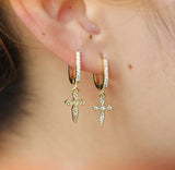 Small Cross Pendant Earrings
